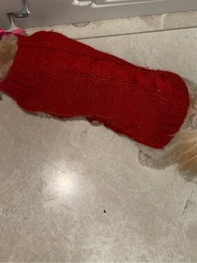 Cozy Red Knit Dog Sweater - Fashionable Pet Apparel with side buttons SMALL